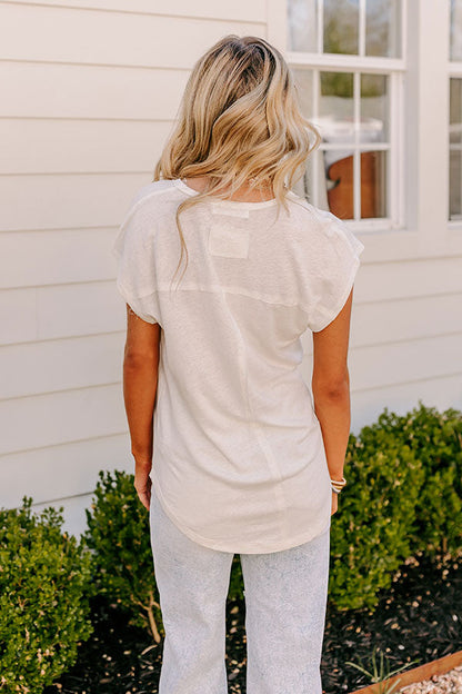Fan Fav Linen-Blend Shift Top in Ivory