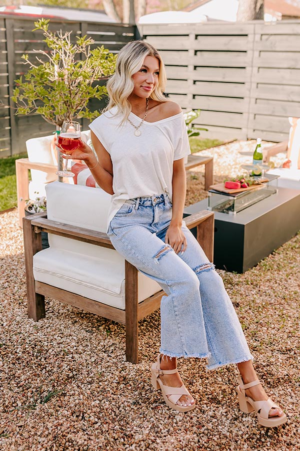 Fan Fav Linen-Blend Shift Top in Ivory