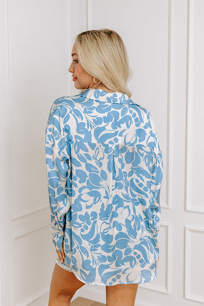 On Vacay Time Satin Button Up