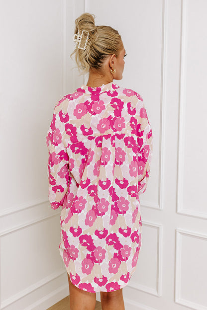 Sips and Smiles Floral Button Up in Blush