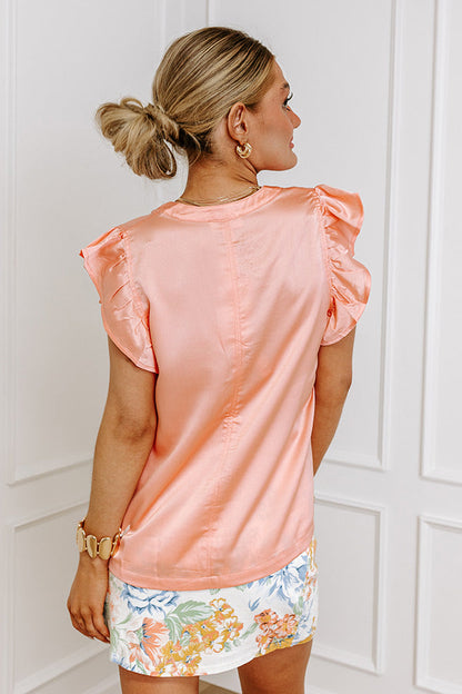 Margarita Happy Hour Satin Top in Peach