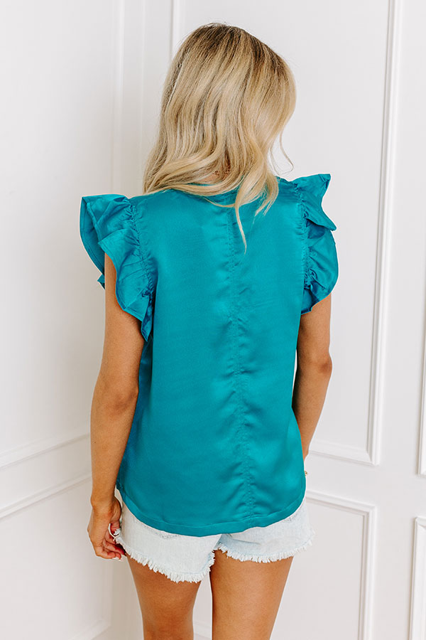 Margarita Happy Hour Satin Top in Turquoise