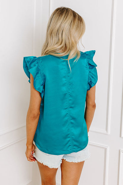 Margarita Happy Hour Satin Top in Turquoise
