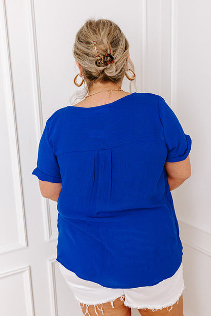 Coastal Breeze Shift Top in Royal Blue Curves