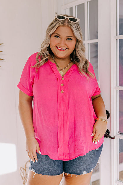 Coastal Breeze Shift Top in Hot Pink Curves