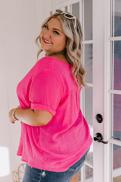 Coastal Breeze Shift Top in Hot Pink Curves