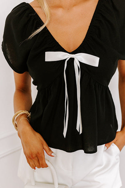 Caught Crushing Linen-Blend Top in Black