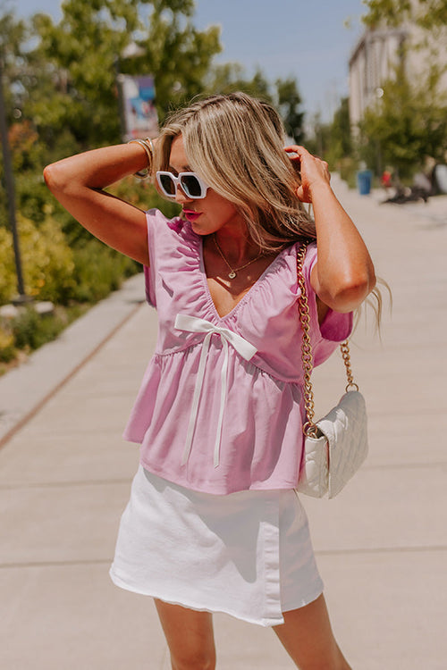 Caught Crushing Linen-Blend Top in Violet
