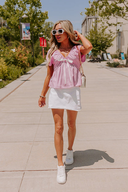Caught Crushing Linen-Blend Top in Violet