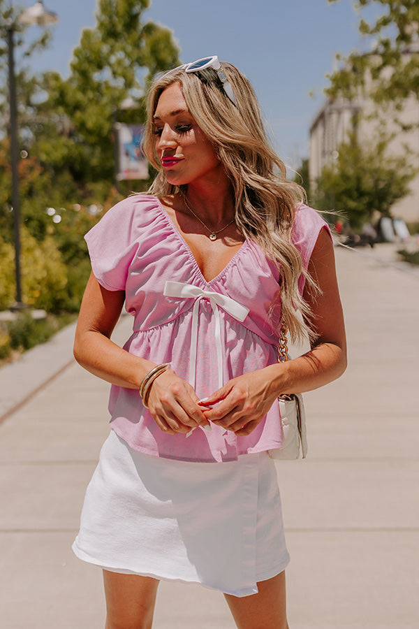 Caught Crushing Linen-Blend Top in Violet