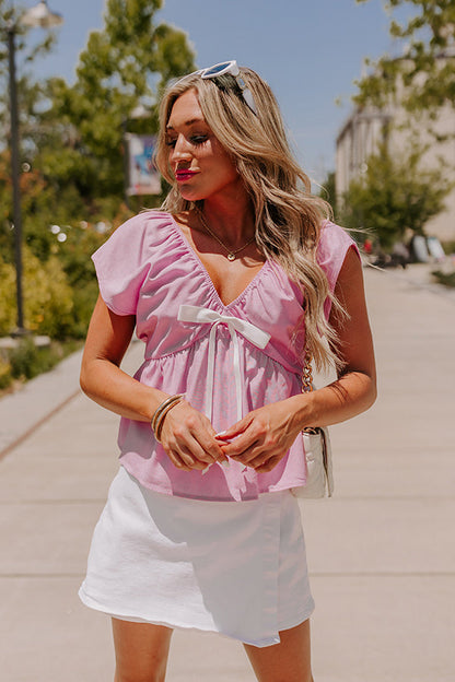 Caught Crushing Linen-Blend Top in Violet