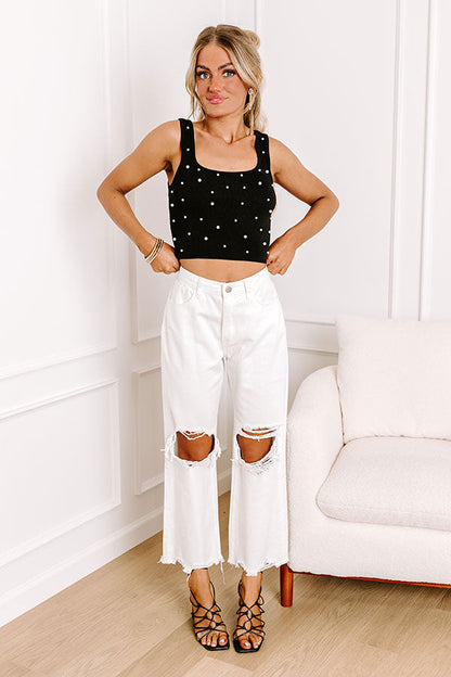 Final Touch Embellished Tank in Black
