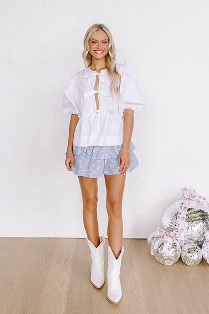 A Little Bit Flirty Front Tie Top in White