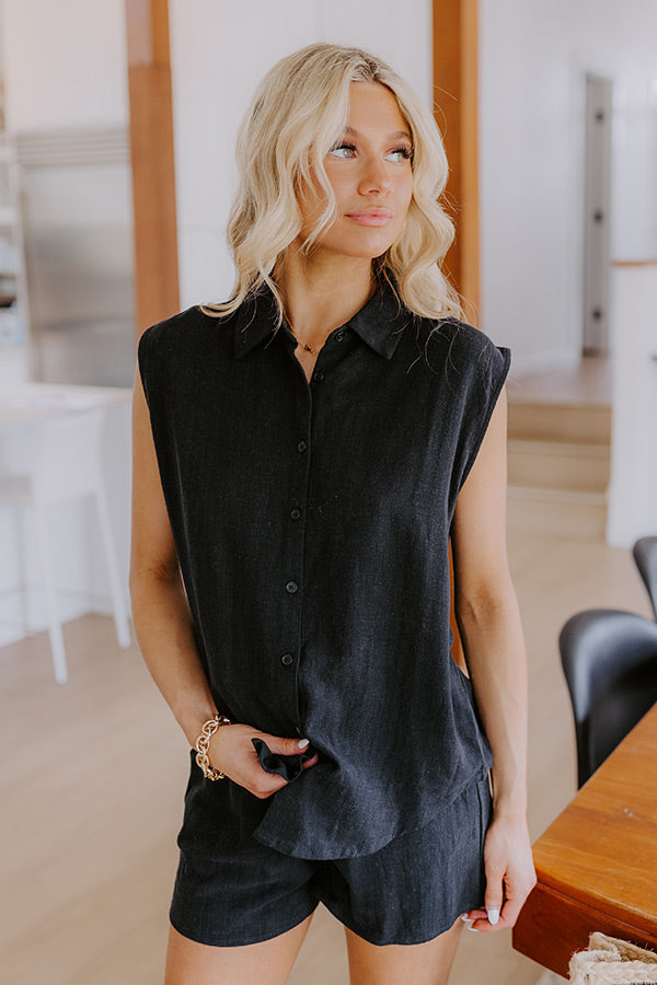 Perfect Match Linen-Blend Button Up