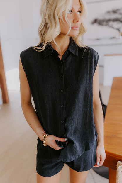 Perfect Match Linen-Blend Button Up