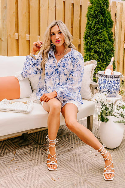 English Tea Garden Floral Shift Top
