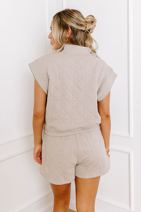 Oh So Chic Quilted Top in Warm Taupe