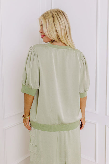 Central Park Stroll Shift Top in Sage Curves