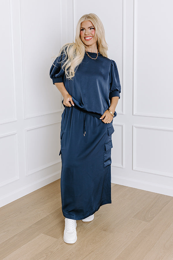 Central Park Stroll Shift Top in Navy Curves