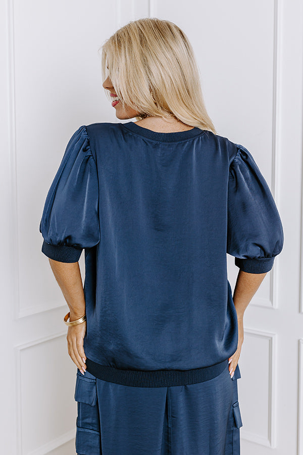 Central Park Stroll Shift Top in Navy Curves