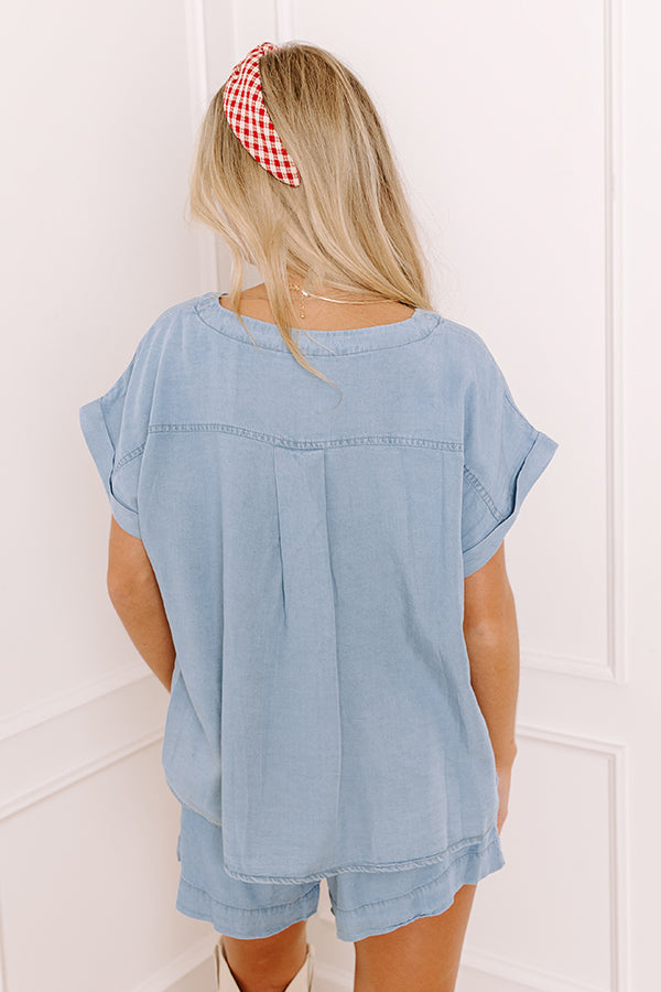 Good Times And Shorelines Chambray Shift Top