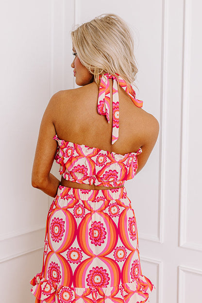 Island Oasis Floral Crop Top in Pink