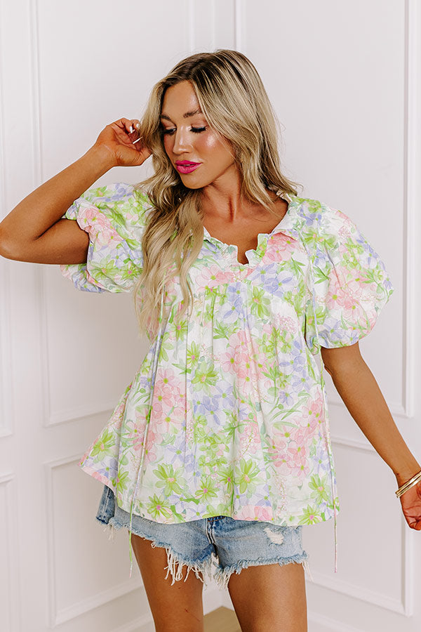 Brunch In Maui Floral Babydoll Top