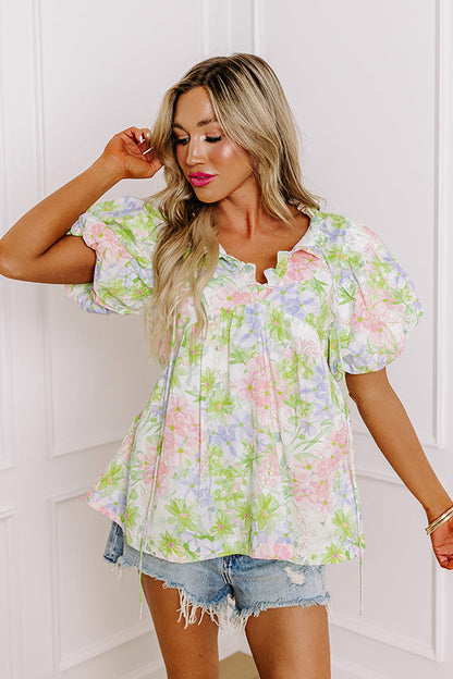 Brunch In Maui Floral Babydoll Top