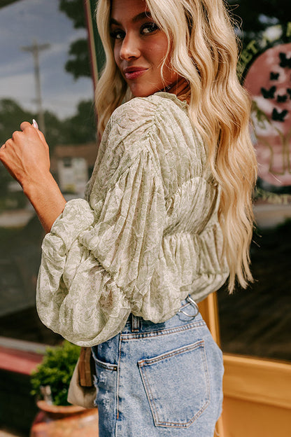 Romantically Inclined Floral Top in Sage