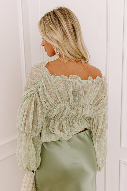 Romantically Inclined Floral Top in Sage