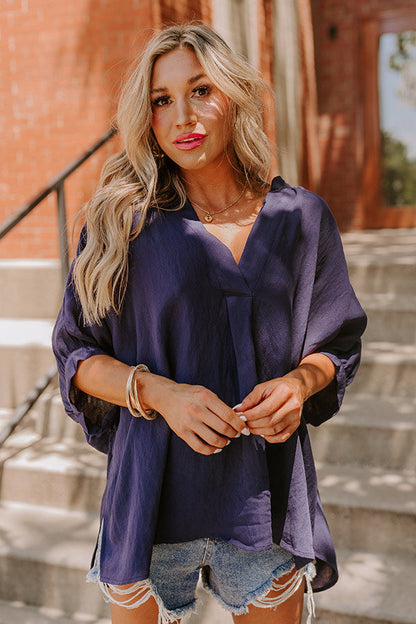 Coastal Canvas Shift Top in Navy