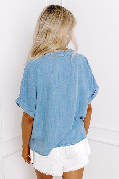 Downtown Daze Chambray Button Up in Medium Wash