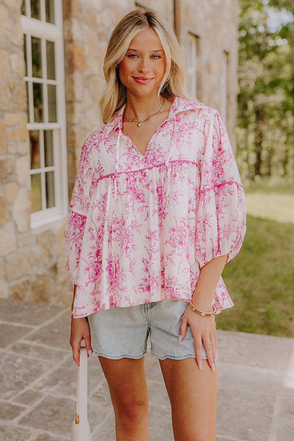 Boho Charm Floral Top in Pink