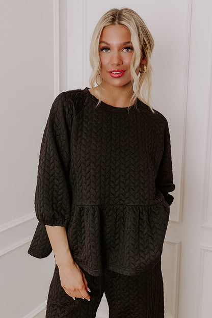 Chic A La Mode Knit Peplum Top in Black