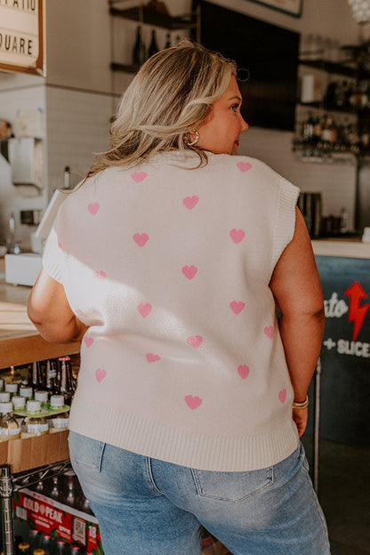 Hugs And Kisses Vest Top in Cream Curves