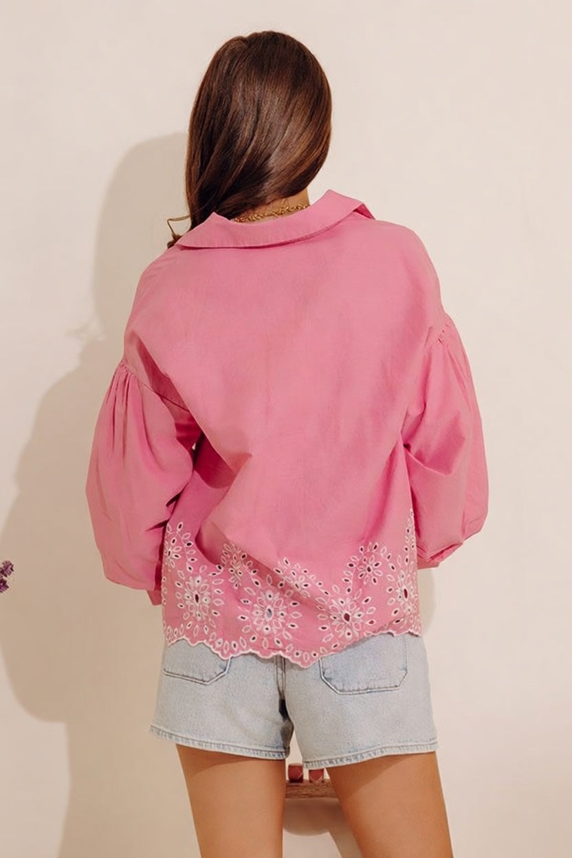 Kind Gesture Eyelet Top in Blush