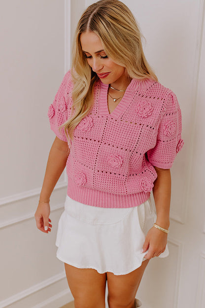 Smiles and Sunshine Knit Top in Pink