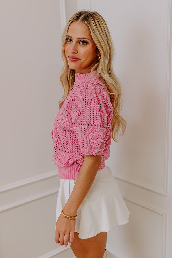 Smiles and Sunshine Knit Top in Pink