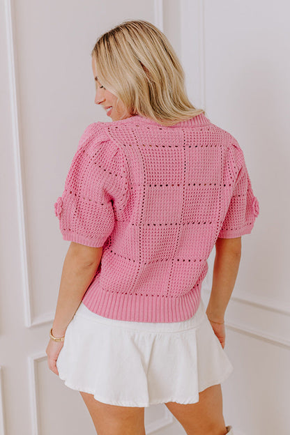 Smiles and Sunshine Knit Top in Pink