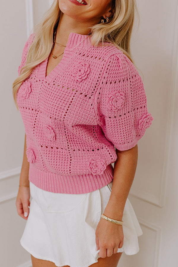 Smiles and Sunshine Knit Top in Pink