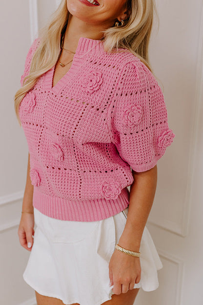 Smiles and Sunshine Knit Top in Pink