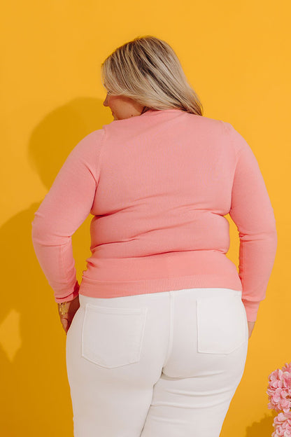 Breezy Chic Knit Sweater Top in Bubblegum Pink Curves