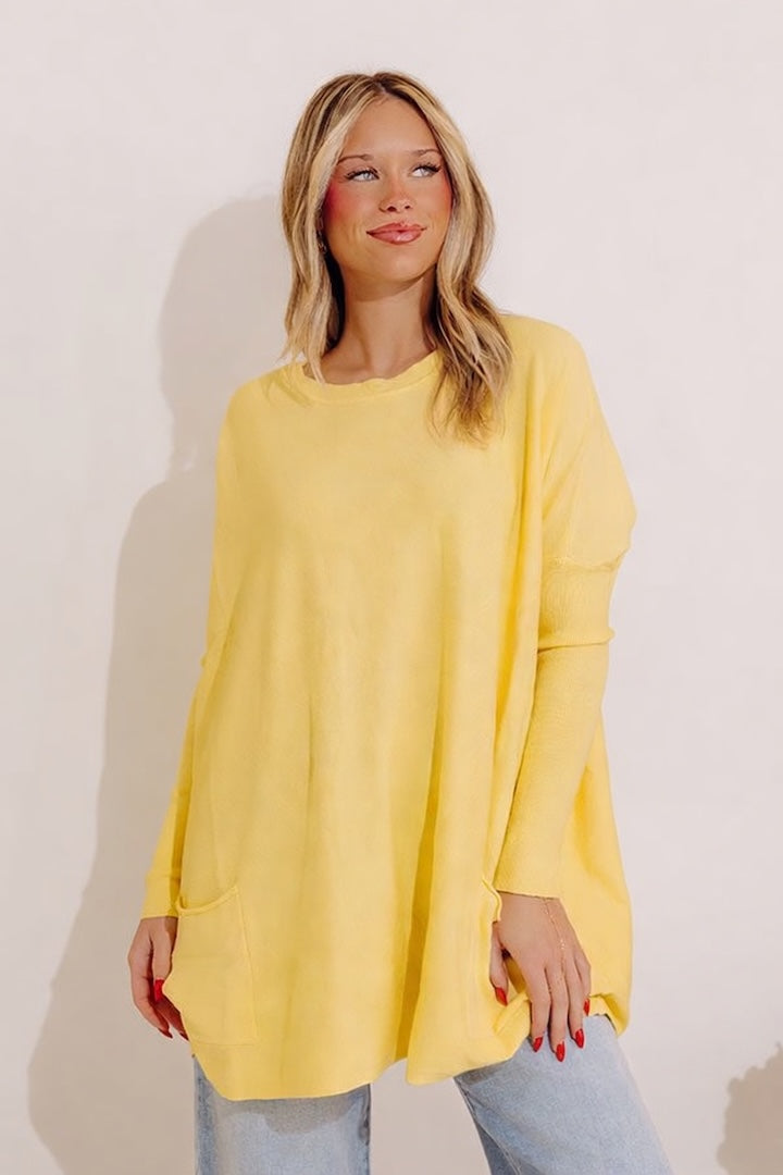 Always Cozy Sweater Top in Yellow