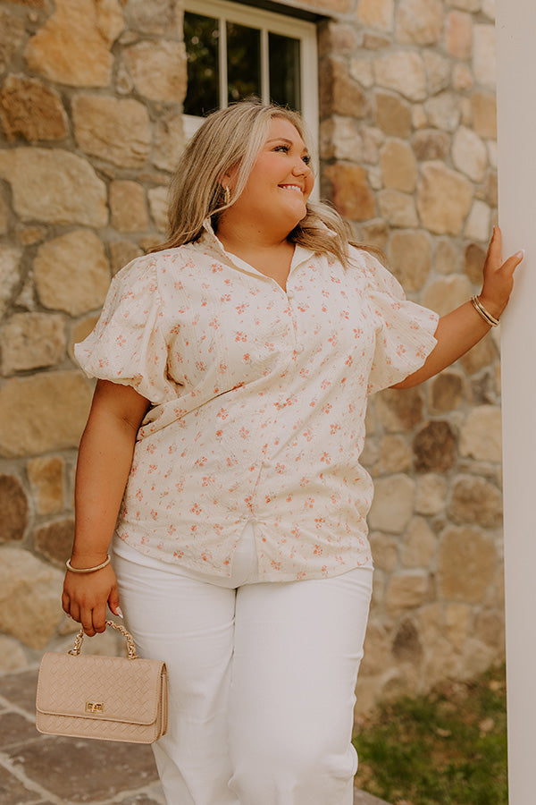 Honeysuckle Fields Floral Eyelet Top Curves