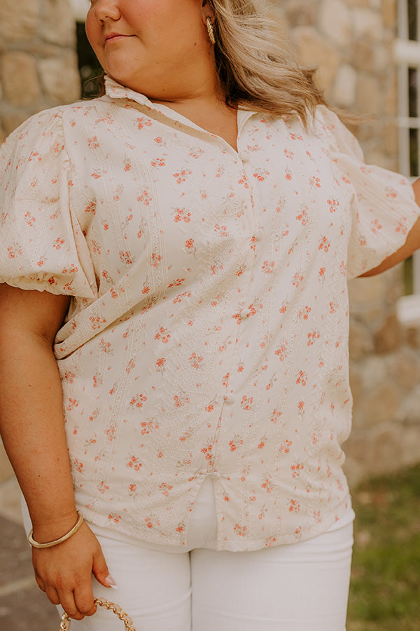 Honeysuckle Fields Floral Eyelet Top Curves
