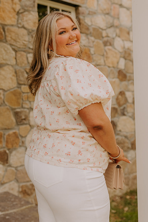 Honeysuckle Fields Floral Eyelet Top Curves