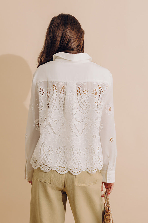 Lovely Moment Eyelet Button Up