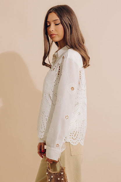 Lovely Moment Eyelet Button Up