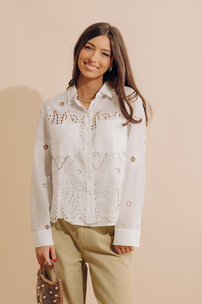Lovely Moment Eyelet Button Up