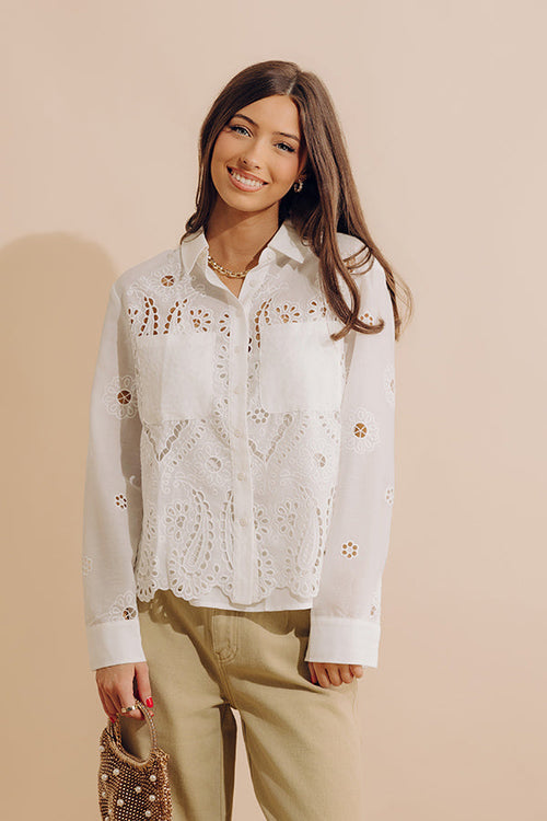 Lovely Moment Eyelet Button Up